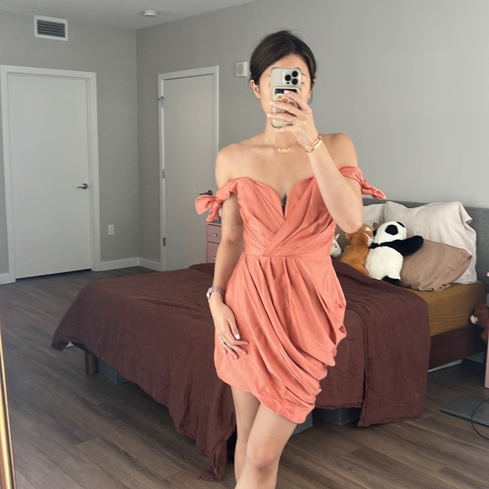 Zimmermann Off-Shoulder Coral Mini Dress